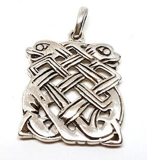 Celtic Veh. 2 animals in a knot in sterling silver 33x20mm (925)