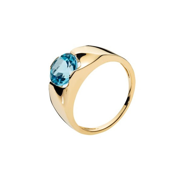 Lund Cph, Ring in 8 kt. gold with blue topaz (333)