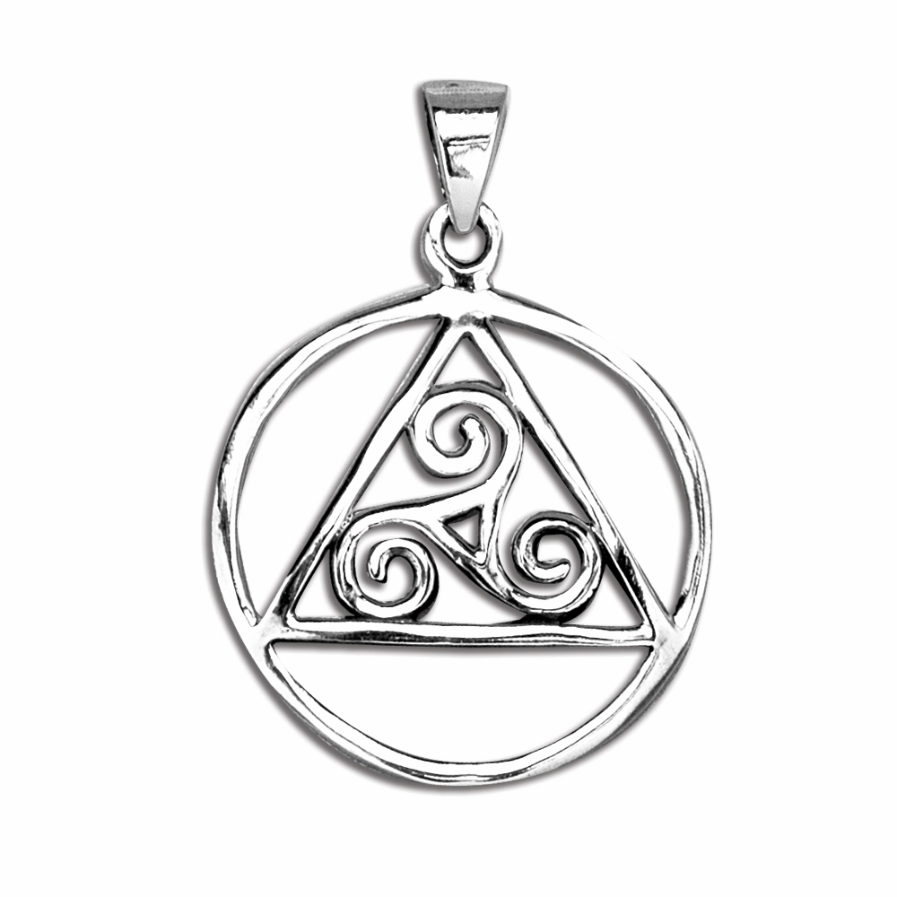 Pendant round triangular triskele 24x35mm in sterling silver (925)