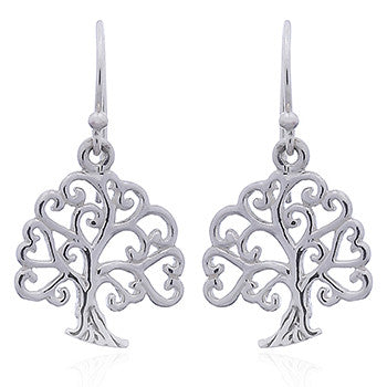 Earrings Yggdrasil, Tree of Life with hearts (925)