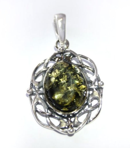 Pendant amber green open pattern (925)