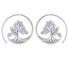 Load image into Gallery viewer, Earrings round Yggdrasil, tree of life (925)
