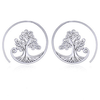 Earrings round Yggdrasil, tree of life (925)