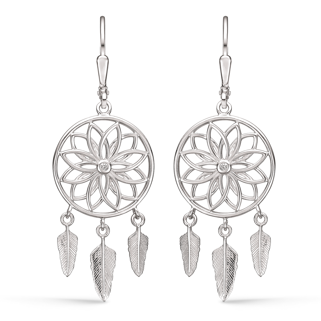 Earrings with dreamcatcher and zirconia (925)