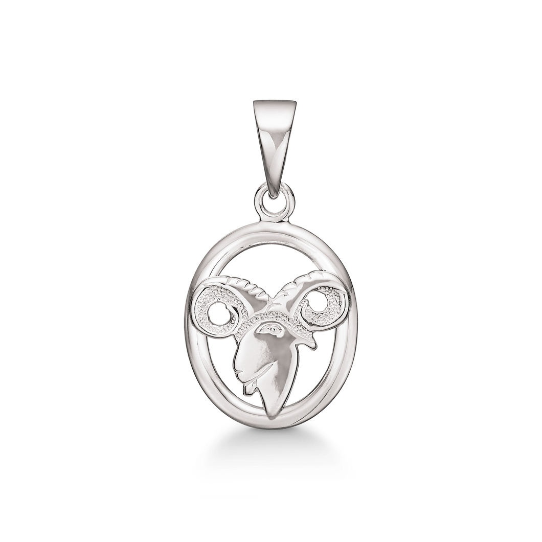 Aries, Zodiac pendant in 13 x 12.5 mm sterling silver (925)