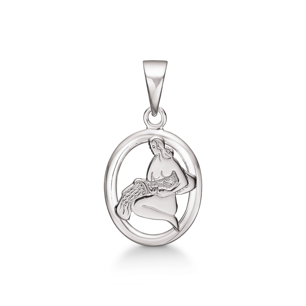 Aquarius, Zodiac pendant in 13 x 12.5 mm sterling silver (925)