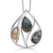 Load image into Gallery viewer, ear. with Rutile Quartz, Labradorite and Tourmaline Quartz (925)
