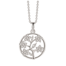 Load image into Gallery viewer, Necklace with the tree of life with synth. zirconia in sterling silver (925)
