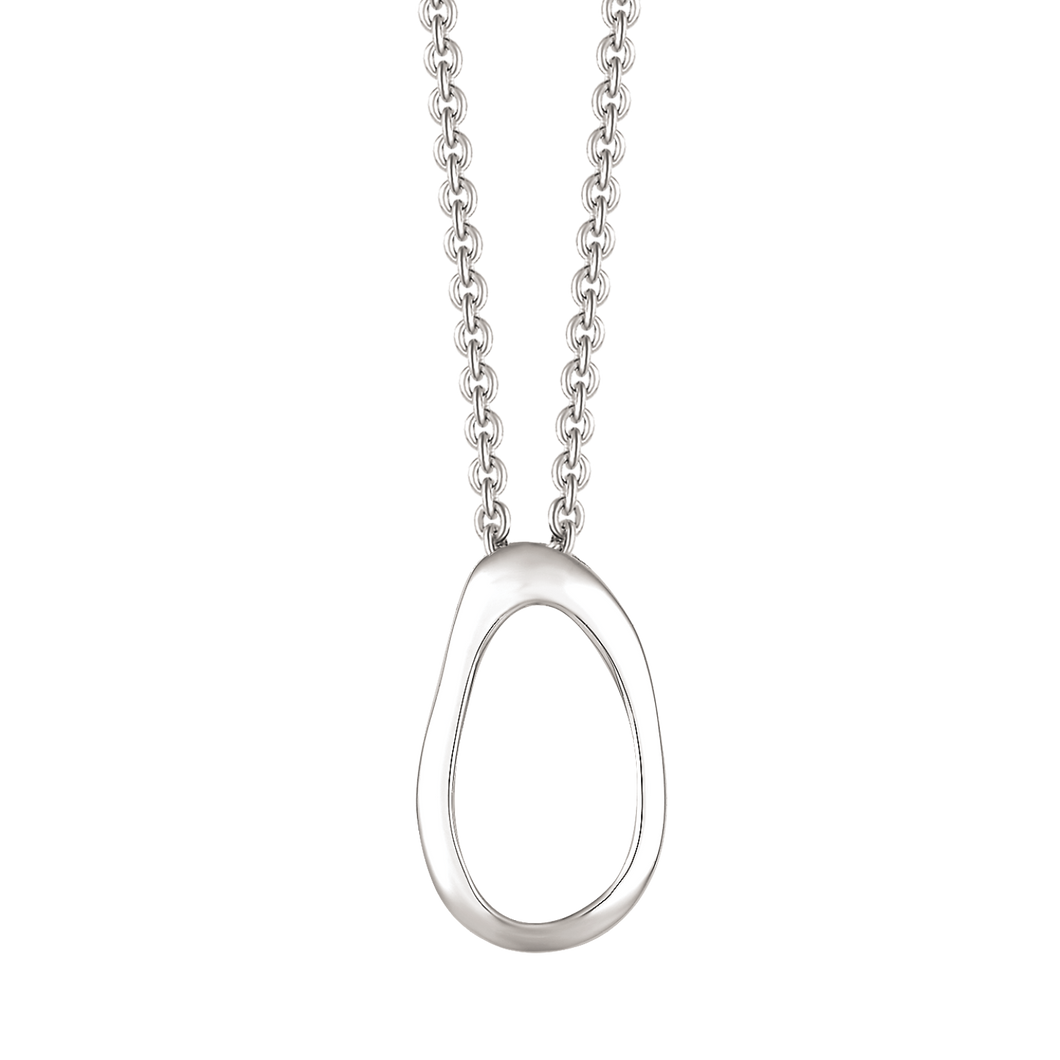 Necklace rhodium-plated silver large crooked oval (925)