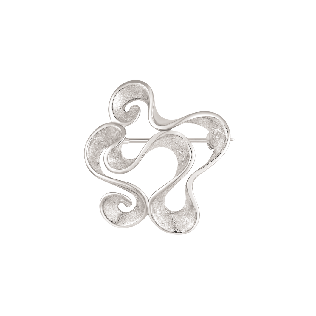 Brooch, matte/glossy bows in rhod. sterling silver (925)