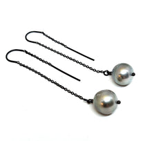 Load image into Gallery viewer, Earring wire ByKila with 9.5mm Tahitian pearls (925)
