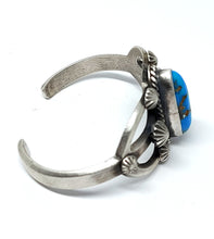 Load image into Gallery viewer, Fixed bangle with turquoise in oxidized sterling silver (925)
