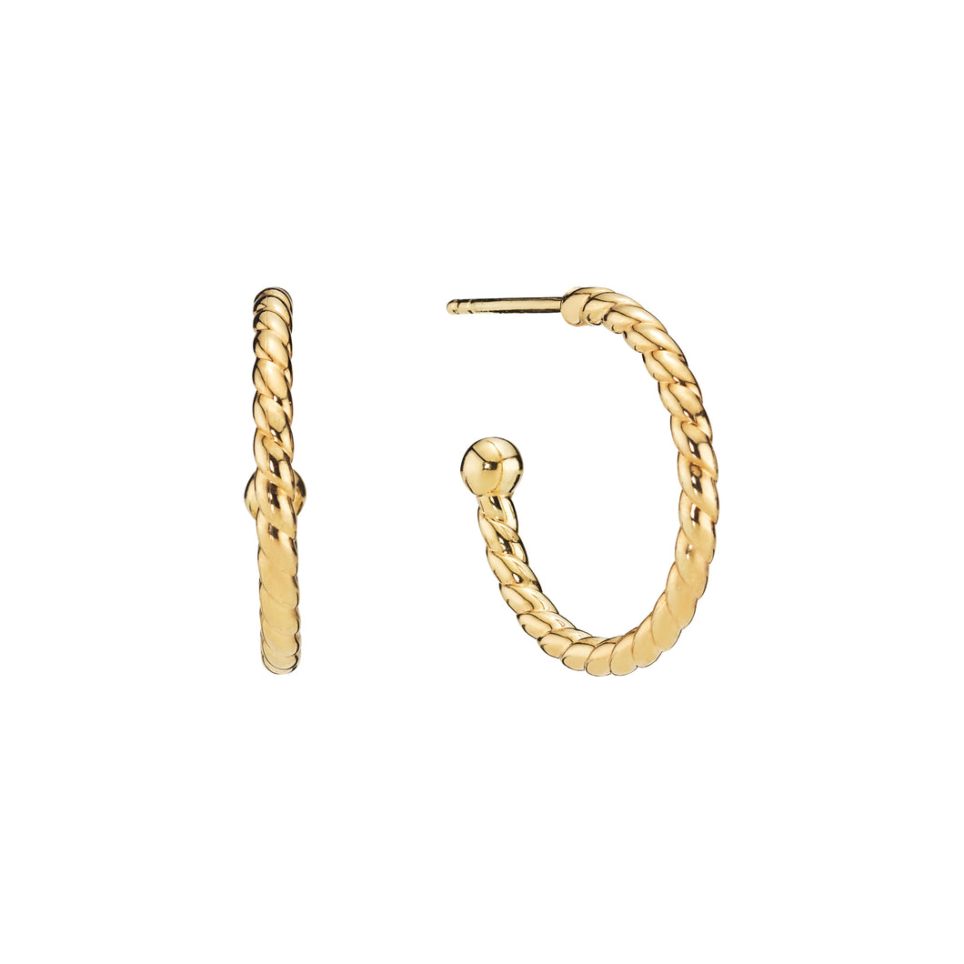 Creoles Lund Cph, Twisted in 8 kt. gold with ball (333)