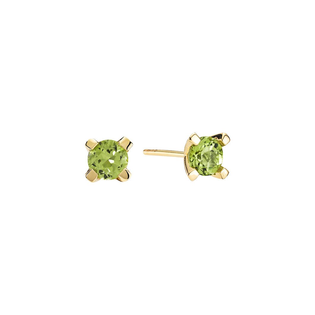 8 kt. gold Earrings with 5 mm green peridot (333)