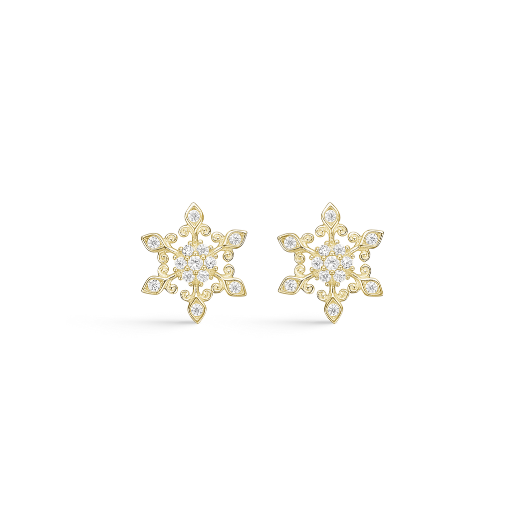 Snowflake earrings with zirconia in 8 kt. gold (333)