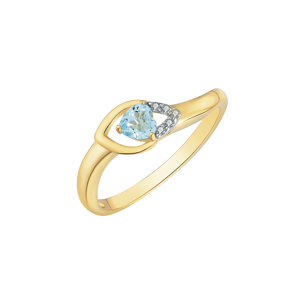 Ring with heart-shaped blue topaz and white topaz (333)