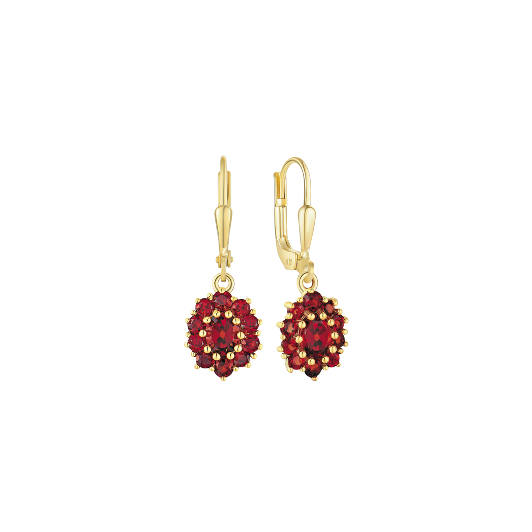 8 kt. gold earring rosette with garnet (333)