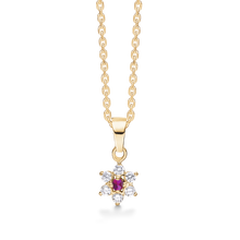 Indlæs billede til gallerivisning 8 kt. guld Ørestikker rosét med rubin og 6 syntetiske cubic zirconia (333)
