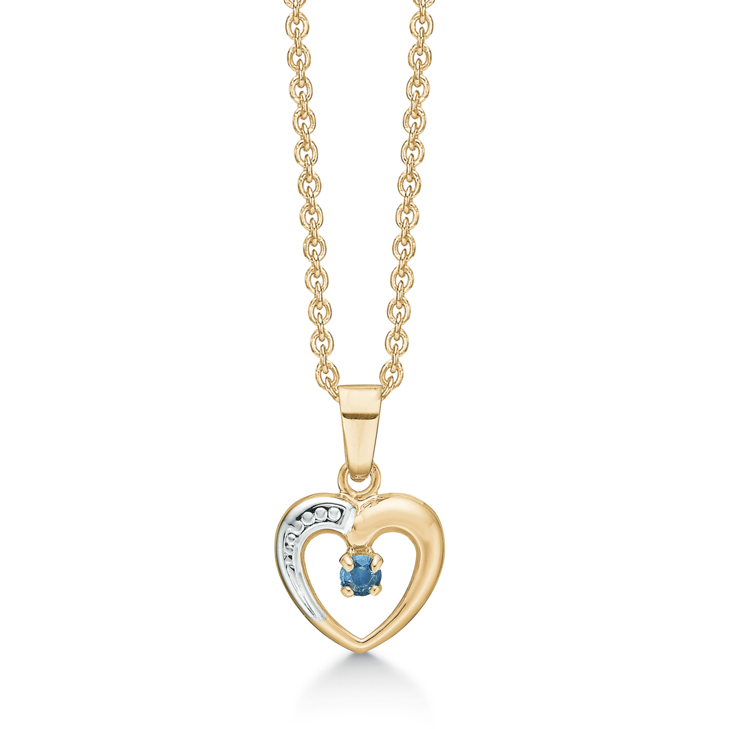 Necklace with heart by with 3 mm sapphire in 8 kt. gold (333)