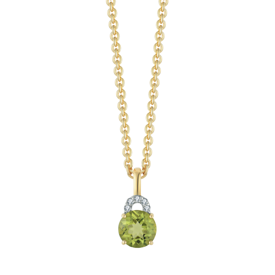 Necklace with peridot and white topaz in 8 kt. gold (333)