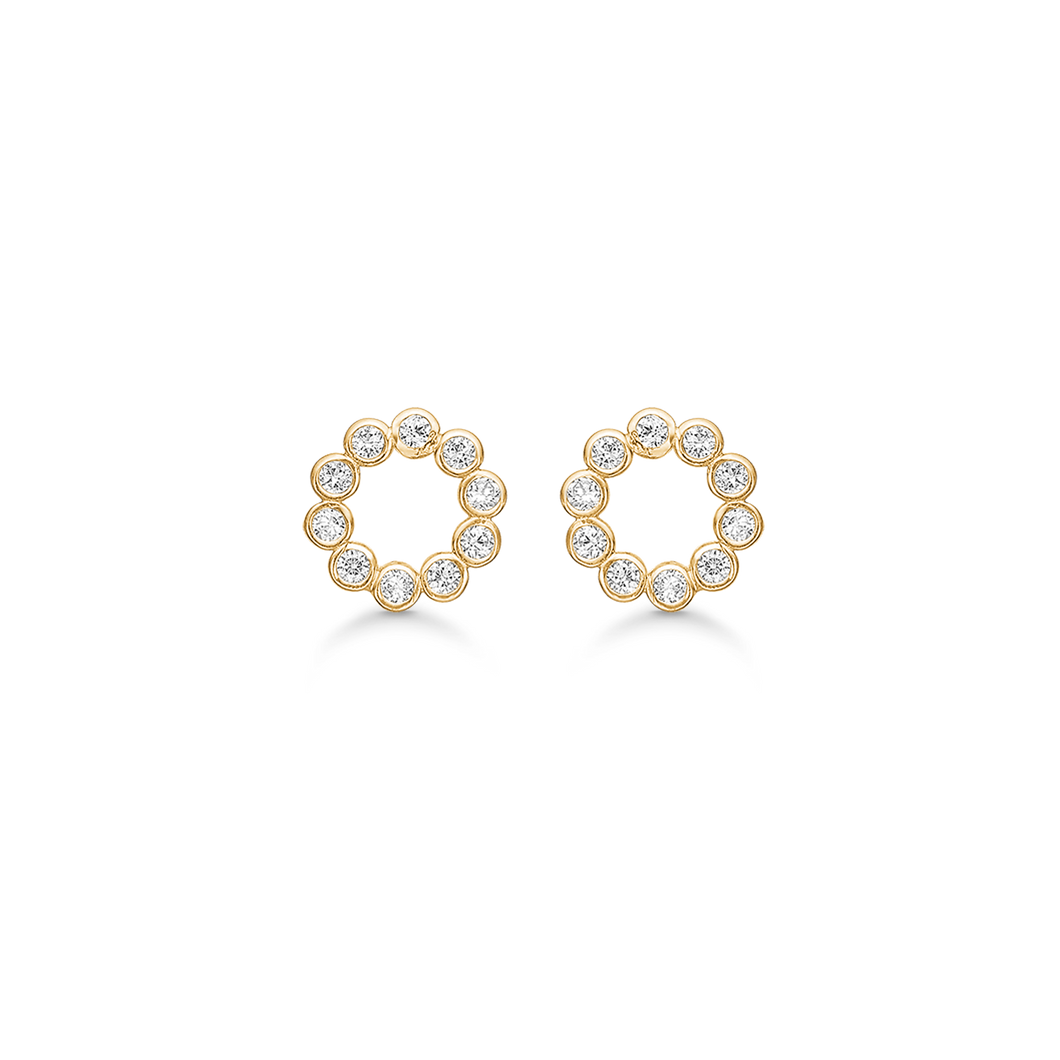 Earrings 14 kt. gold circles with synth. zirconia (585)