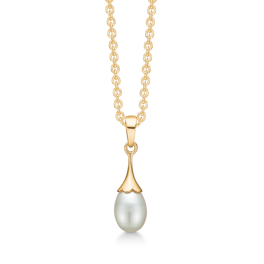 Necklace with freshwater pearl in trumpet. (585)