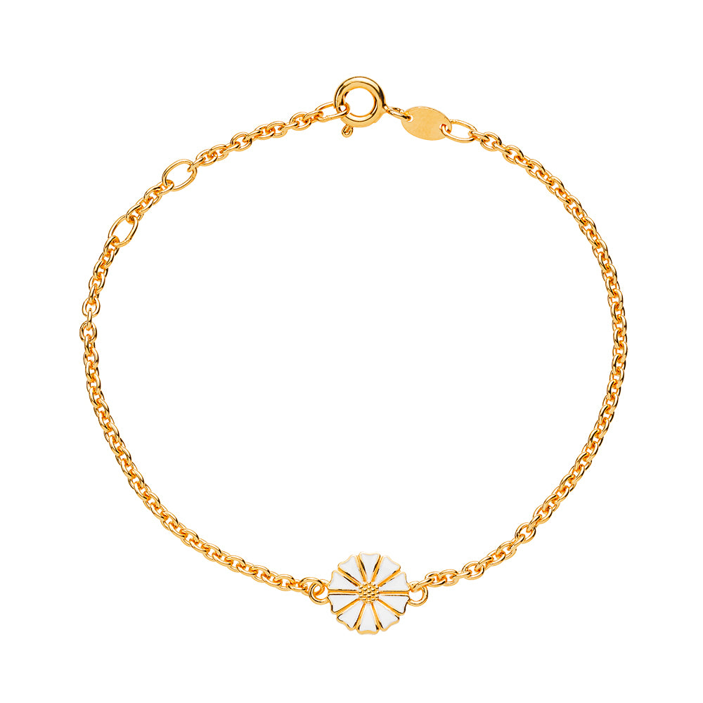 Daisy bracelet 9mm 24 kt. FG white enamel 16-19 cm (925)