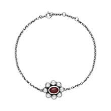 Load image into Gallery viewer, Ring flower oval garnet in sterling silver (925)
