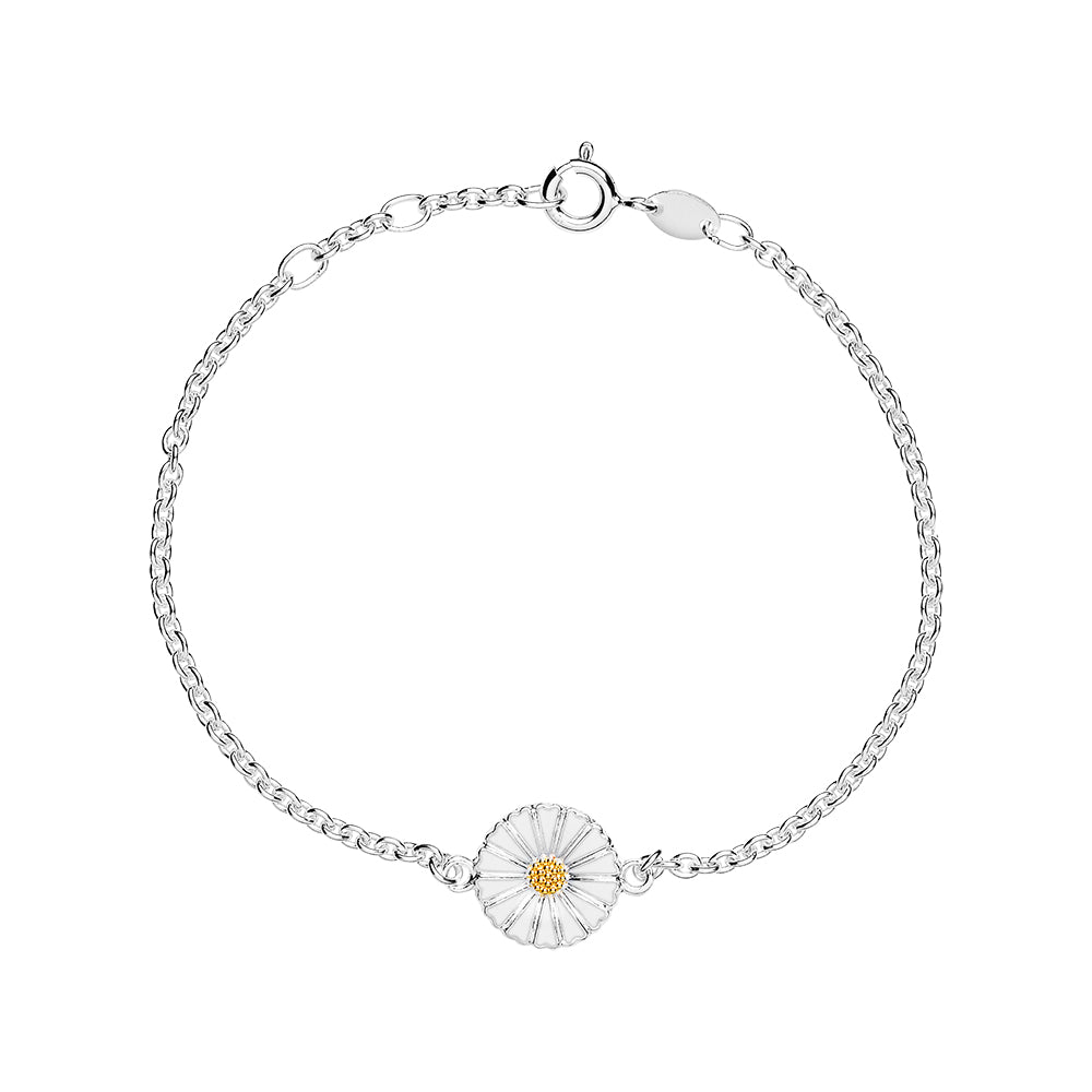 Daisy bracelet 11mm silver white Enamel with FG center 17-19 cm (925)