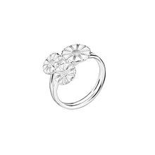 Indlæs billede til gallerivisning Marguerit ring i sølv og hvid emalje 7-9mm blomster (925)
