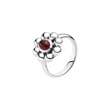 Load image into Gallery viewer, Ring flower oval garnet in sterling silver (925)
