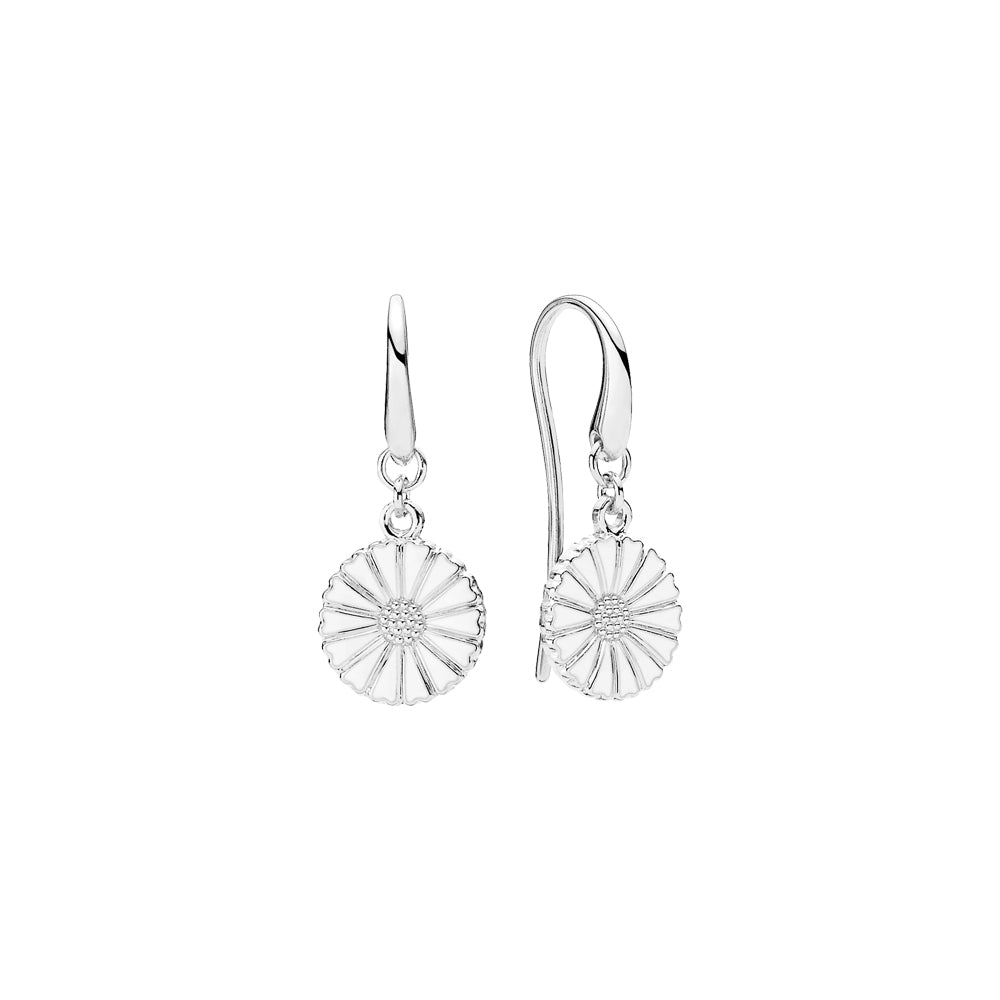 Daisy earring 11mm white Enamel (925)