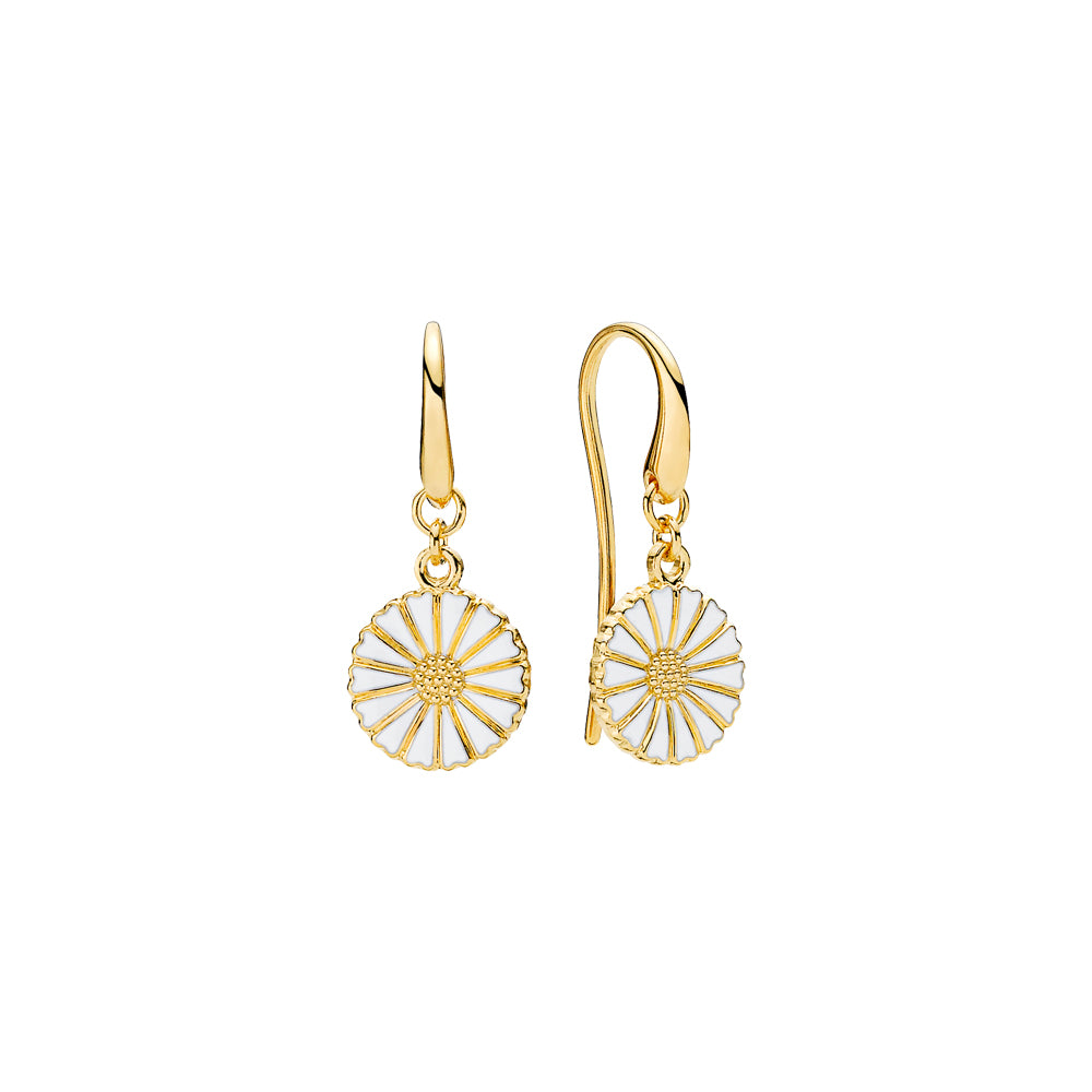 Marguerite earring 11mm 24 kt. FG white Enamel (925)