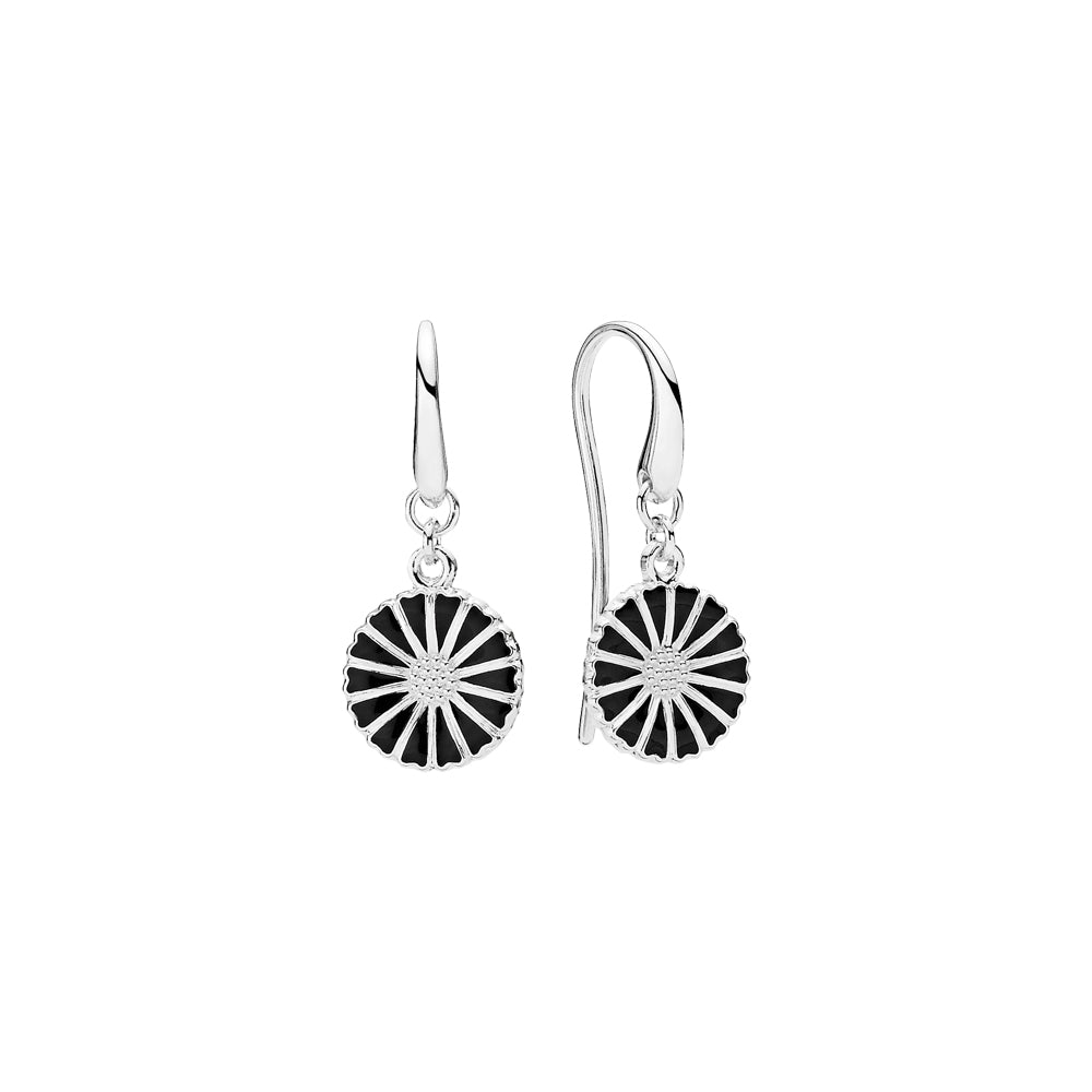 Daisy earring 11mm black Enamel (925)