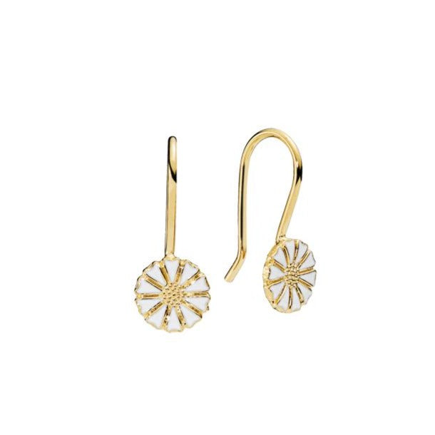 Marguerite earring 7.5mm 24 kt. FG white Enamel (925)