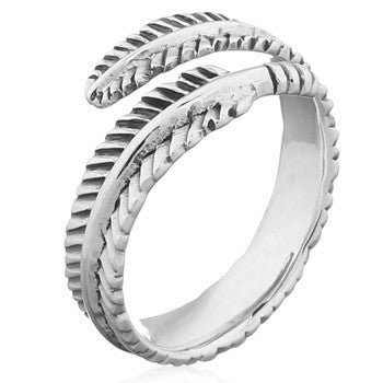 Ring in sterling silver, feather (925)