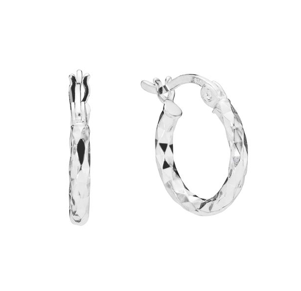 Hoop earrings 10 mm facet pattern (925)