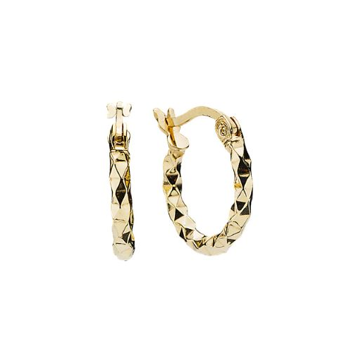 Hoop earrings 10 mm facet pattern (925)