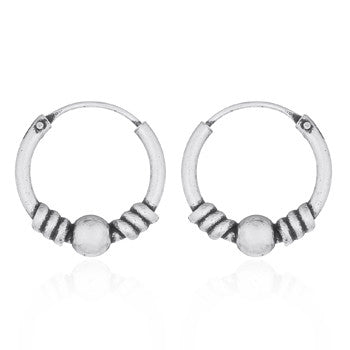 Creoles in 14 mm Bali style in sterling silver (925)