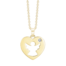 Load image into Gallery viewer, Heart by with angel and synth. zirconia in sterling silver (925)
