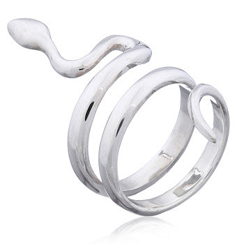 Ring plain snake 38mm long in sterling silver, (925)