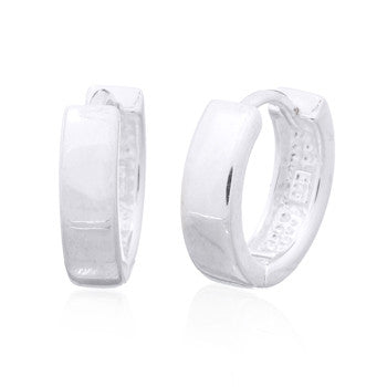 Creoles, flat, wide, in sterling silver (925)