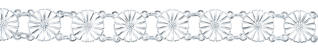 Daisy bracelet 13X11mm silver white enamel 19 cm (925)