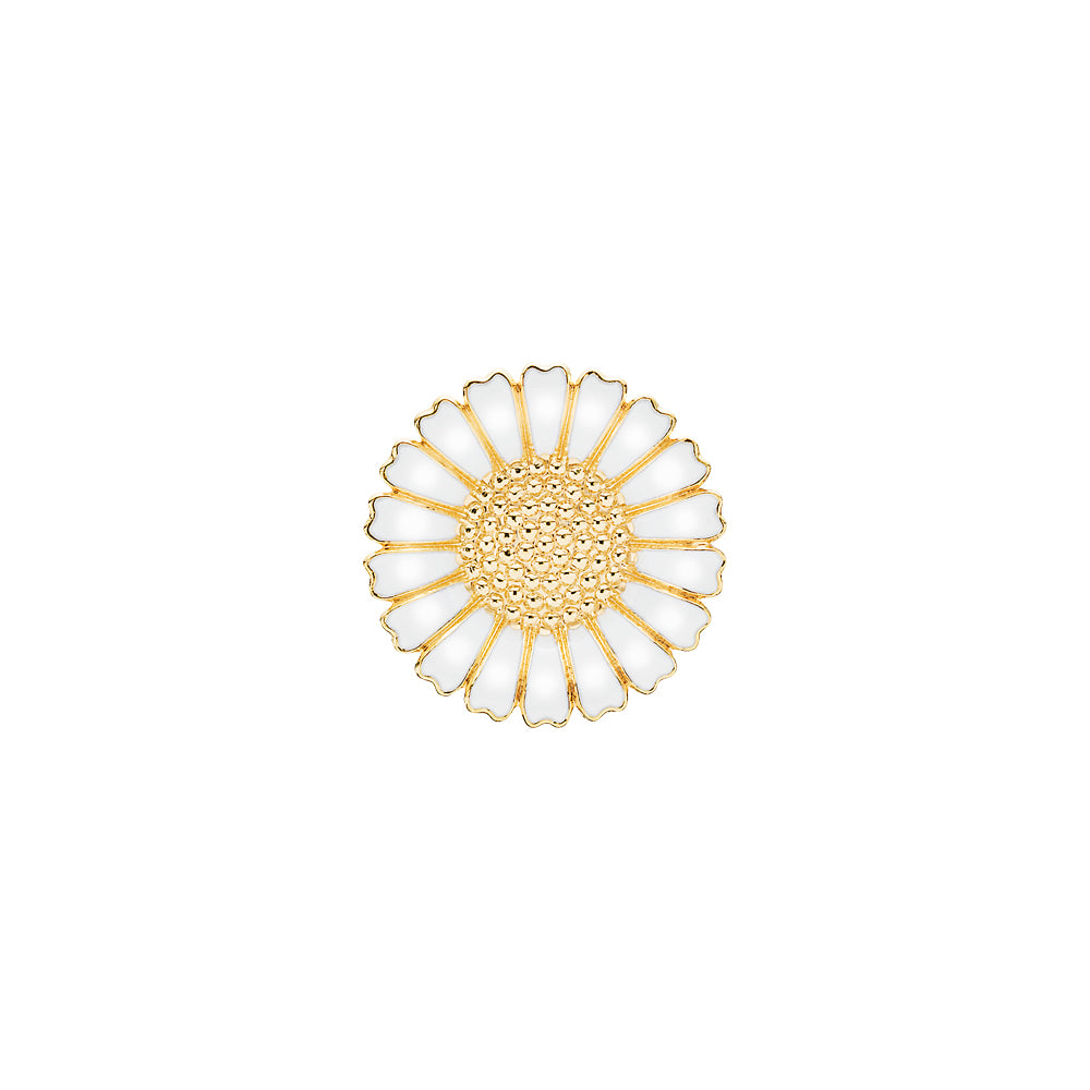 Daisy brooch 25mm 24 kt. FG white Enamel (925)