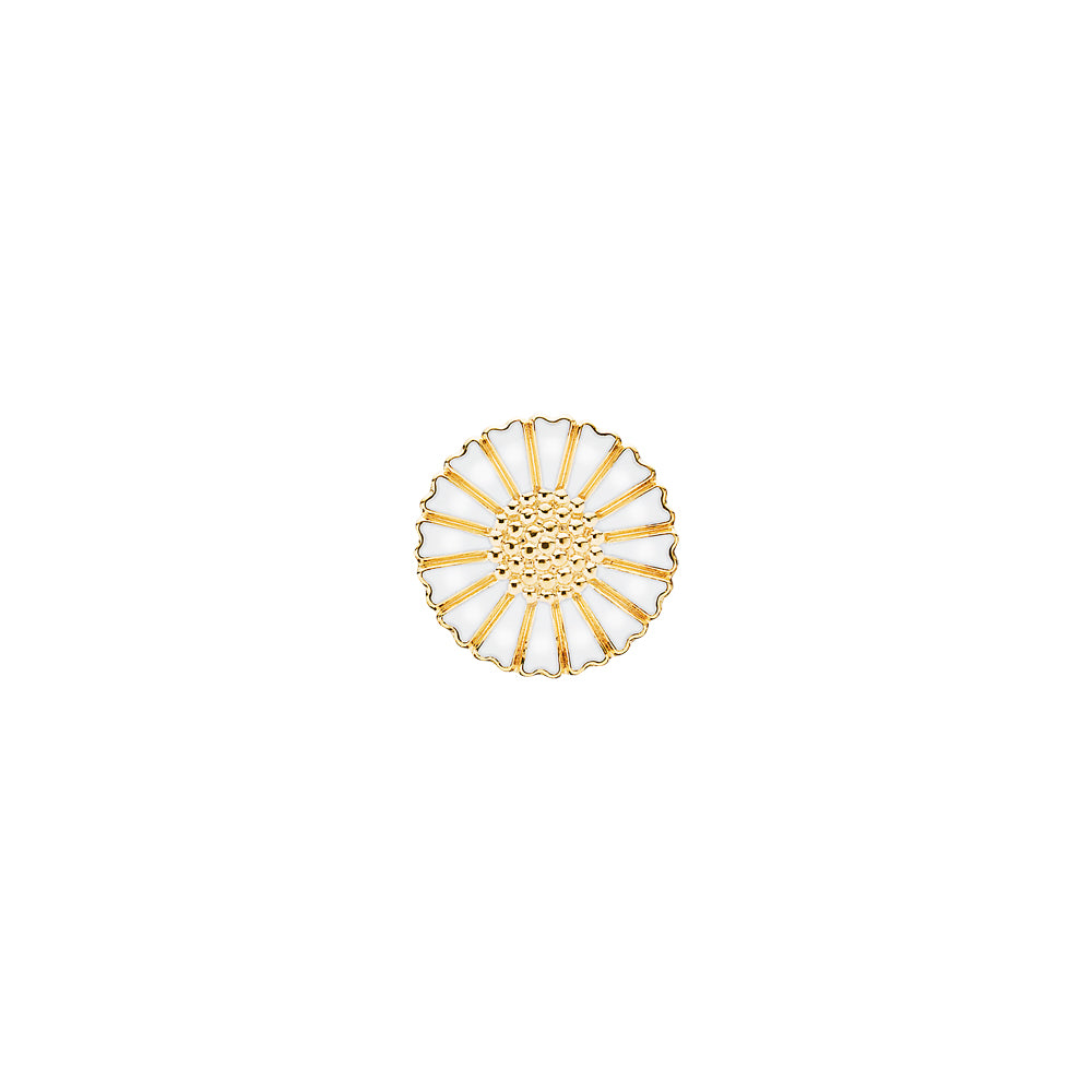 Daisy brooch 18mm 24 kt. FG white Enamel (925)