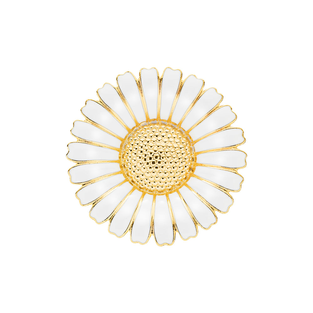 Daisy brooch 43mm 24 kt. FG white Enamel (925)