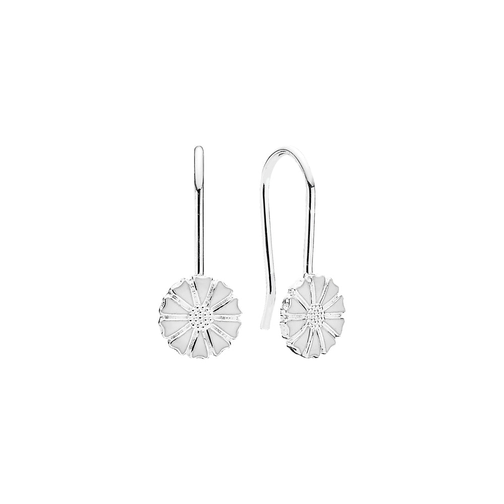 Daisy earring 7.5mm white Enamel (925)