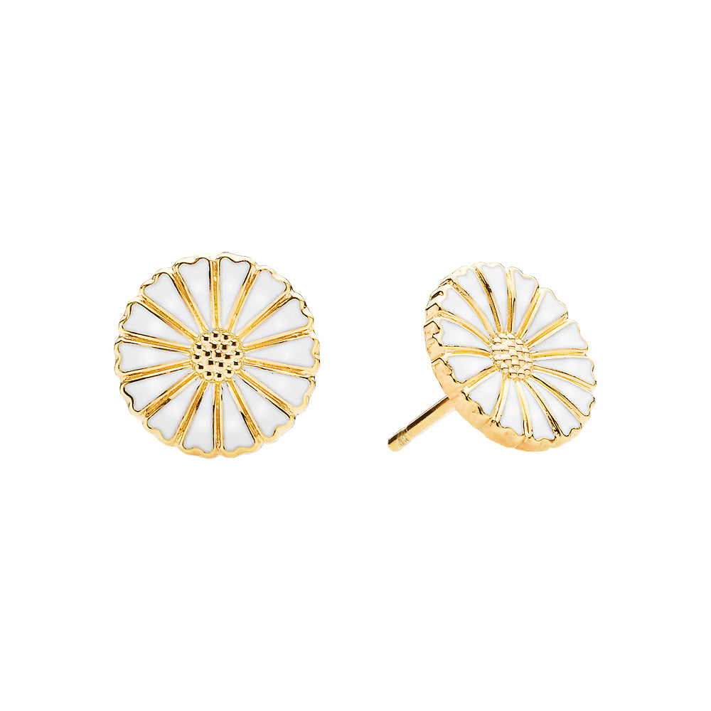 Marguerite studs 11mm 24 kt. FG white Enamel (925)