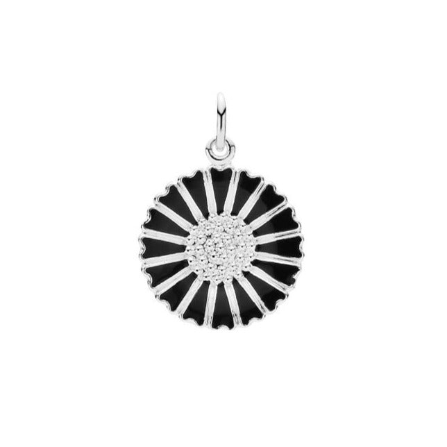 Marguerite by 18mm silver black Enamel (925)