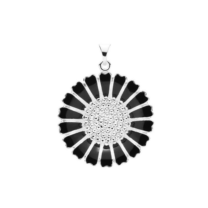 Marguerite by 25mm silver black Enamel (925)